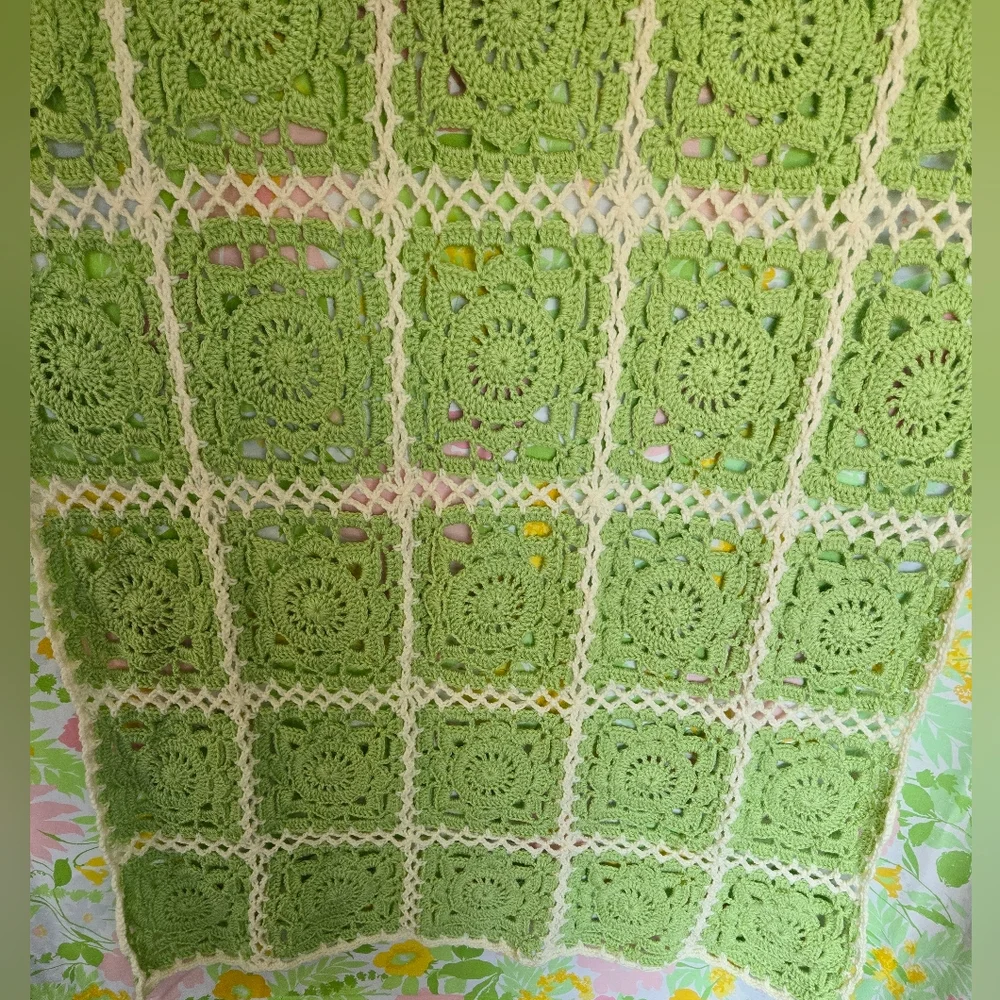 Handmade Crochet Lacy Throw Blanket